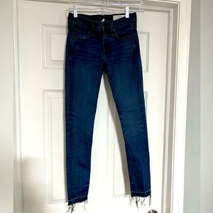 Rag & Bone Blue Skinny Jeans with Distressed Hem